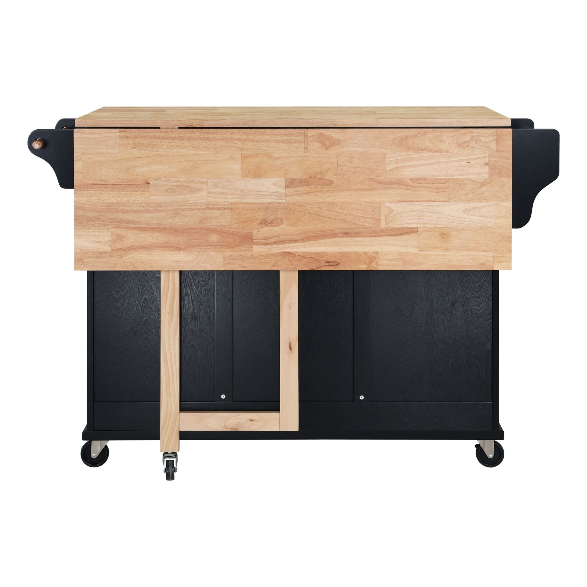 Cambridge Natural Wood Top Kitchen Island with Storage Doba